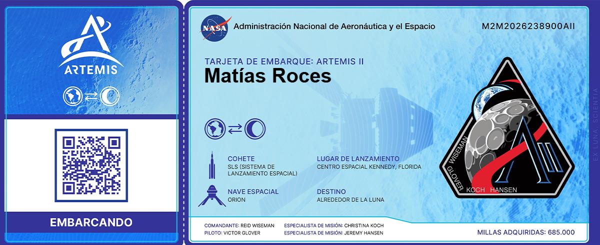 Yo ya tengo mi Boarding Pass en la misión Artemis II