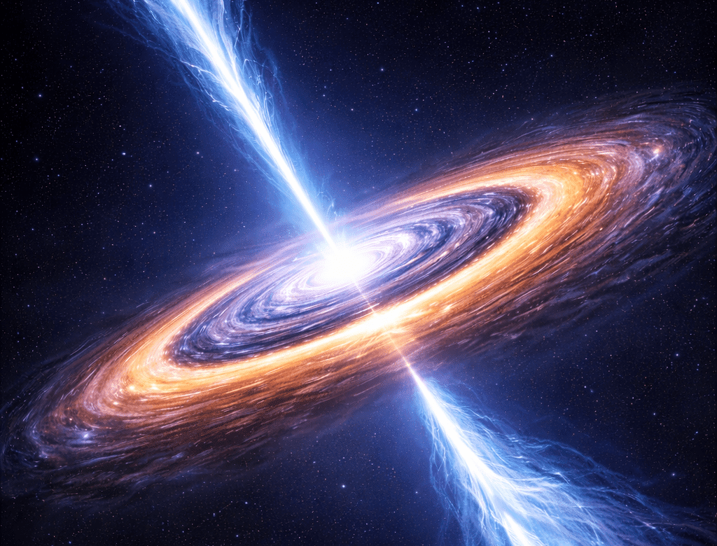 Representacion artistica de un cuasar