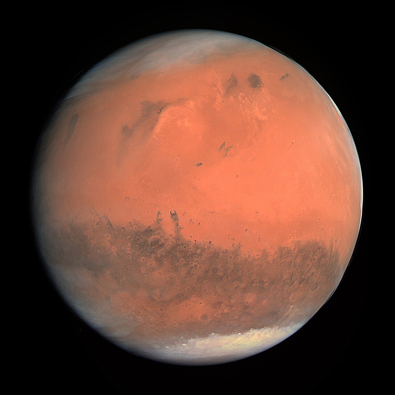 Marte visto desde el espacio planeta rojo polos congelados agua 