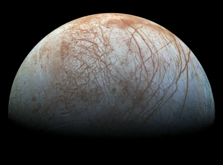 superficie de Europa luna de Júpiter hielo grietas