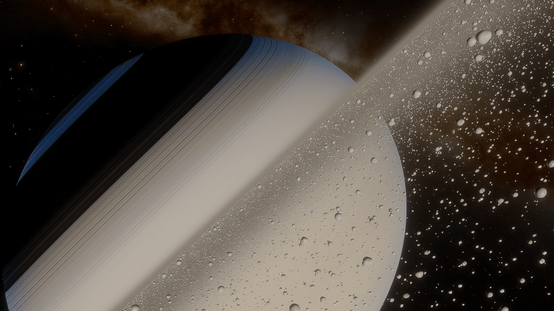 anillos de saturno roca y hielo fragmentos polvo