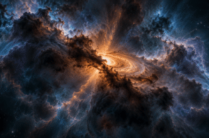 Nacimiento de una estrella dentro de una nube molecular de gas y polvo