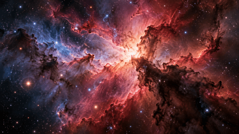 Nebulosa de gas y polvo iluminada por estrellas jóvenes